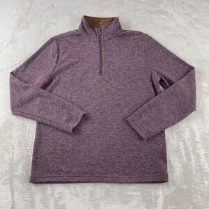 Banana Republic 1/4 Zip Sweater Men Medium Heather Burgundy Pullover‎ NWOT